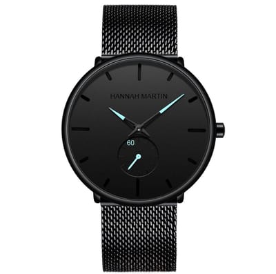 Hannah Martin Elegante Horloge | Zwart | Zwart & Turquoise Wijzerplaat | Heren Horloges | Mannen Horloges | Best Verkochte Horloges | Leuke Cadeau | Cadeau Voor hem | Cadeau Voor Vader | Luxe Geschenkdoos