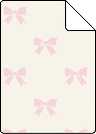 Proefstaal Origin Wallcoverings behang strikjes glanzend wit en licht roze - 26,5 x 21 cm - 346846-S