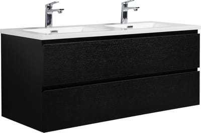 Badplaats Badkamermeubel Set Angela 120 cm – Zwart Houtnerf – Badmeubel met Wastafel