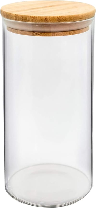NERTHUS FIH 782 glazen voorraadpot met bamboedeksel, 1100 ml