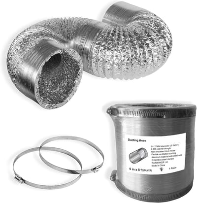 PromoHome Flexibele Ontluchter 127mm x 2,5m - Aluminium Afvoerslang voor Ventilatie - Incl. 2 RVS Klemmen