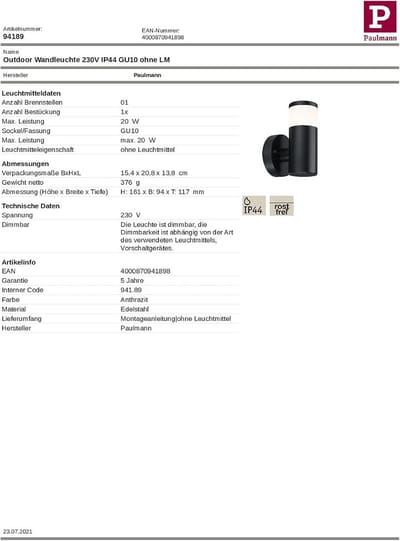 Buiten Wandlamp IP44 Waterdicht Wandspot Grijs Geschikt voor G10 Lampen