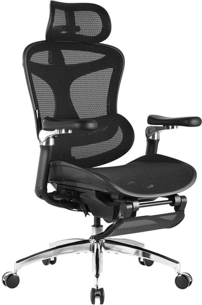 SIHOO DORO C300 PRO JT Ergonomische Bureaustoel - Met voetsteun - Mesh met Hoge Rugleuning - 6D-armleuningen - Zwart