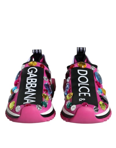 Dolce & Gabbana Roze Sorrento Kristallen Lage Sneakers Schoenen