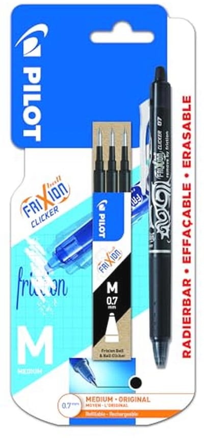 Uitwisbare Rollerball Pen met 3 Vullingen - Comfortabel Schrijven en Wissen