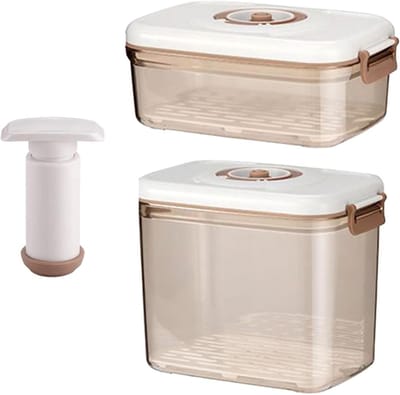 Voedselcontainer - Vacuümcontainer Opslag - Maaltijden Bereiden - Innovatieve Klikvacuüm - 26 x 21 x 13 cm - Transparant