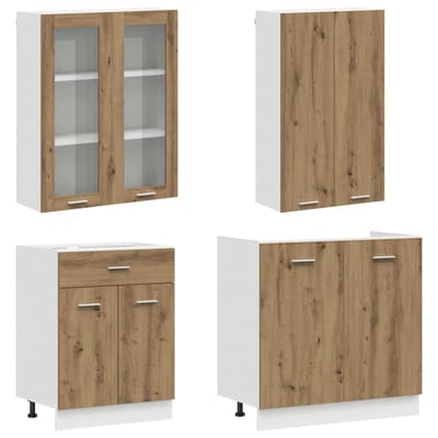 vidaXL - Keukenblok - LYON - 4 - st - Artisanaal - eiken - Bewerkt - hout