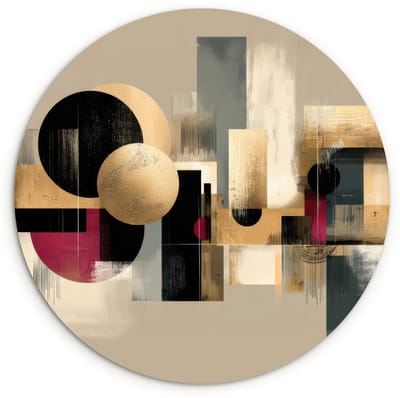 WallCircle® Wandcirkel 120x120 cm - Muurcirkel Abstract - Vormen - Beige - Texturen - Muurdecoratie woonkamer - Wanddecoratie slaapkamer - Kamer decoratie accessoires - Ronde schilderijen XXL