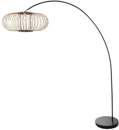 Vloerlamp Solva zwart bamboe en metaal trendy binnen kantelbaar 3409ZW + K2020BS