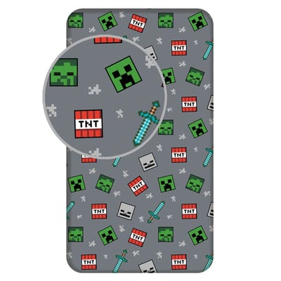Minecraft Hoeslaken Game - 90 x 200 cm - Katoen