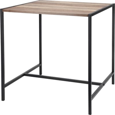 In & Out Deco Bijzettafel - Salontafel - Plantentafel - Zwart Metaal - Blad hout - Hoog 49 en 49,5 x 49,5 blad