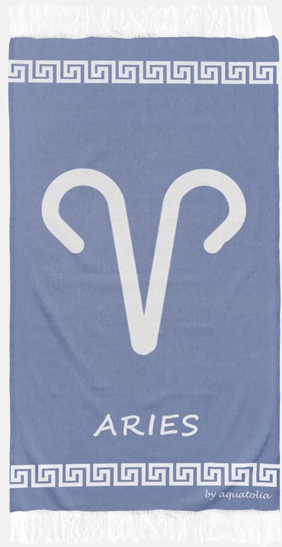 uit Turkije By Aquatolia Hamamdoek Aries Zodiac - 100% Zacht Katoen - Strandlaken - Handdoek - Donkerblauw - 100cm x 180cm - Originele hamamdoek uit Turkije
