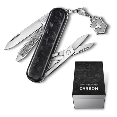 VICTORINOX Classic SD Brilliant Carbon Zwitsers Zakmes Multifunctioneel Mes Outdoor Kamperen Schaar met Platte Schroevendraaier Uitgerust met Nagel gray