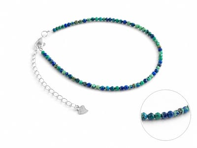 Azuriet-Malachiet Armband 2 mm – 925 Zilveren Slot – Verstelbaar 17-20 cm – Facet Geslepen Edelsteen Armband