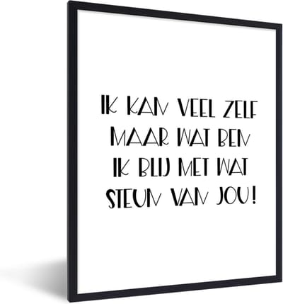 Fotolijst incl. Poster - Beterschap - Quotes - Zwart - Steun - 30x40 cm - Posterlijst
