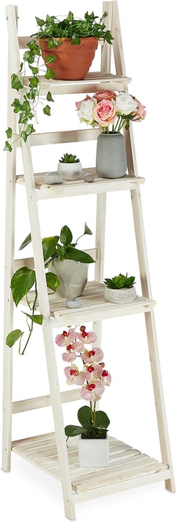 bloemenrek hout - 4 etages - binnen - inklapbaar - 160x41x50 cm