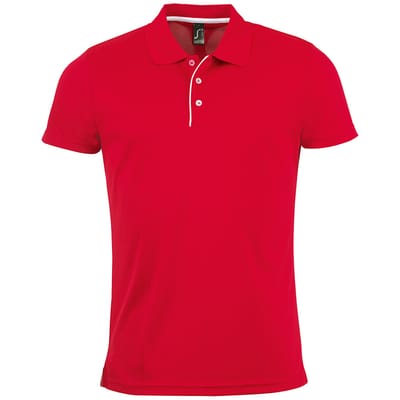 SOLS Heren Performer korte mouw Pique Polo Shirt (Rood)