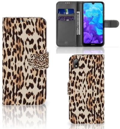 Boekhoesje voor Huawei Y5 (2019) Telefoonhoesje met Pasjes Leopard