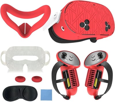Beschermhoes Set - VR Accessoires - VR Gaming - 7-in-1 Set - 17.5 x 10 x 7.5 cm - Rood