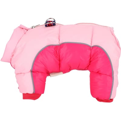 Vêtements d'hiver coupe-vent pour chien, vêtement à quatre pattes avec fermeture éclair au dos, rose, 10# white