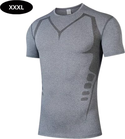 Livano Sportshirt Heren - Sport - Fitness - Compressie Shirt - Corrigerend Hemd - Sportkleding - Mannen - Grijs - 2 Stuks - XXXL