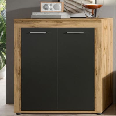 Dressoir Jam - 80x35x88cm - 2 Deuren - Wotan Eik/antraciet