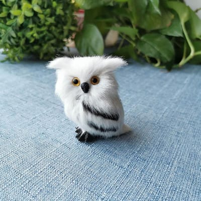 Kerst Uil Ornament Speelgoed, Wit Zwart Pluizig Pluche Baby Uil Model, Pluizig Schattig Vogel Kerstornament voor Vakantie Bureau Decor