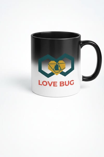 Love Bug Magische Mok | Kleurveranderende Koffiemok met Hart & Hexagon Design