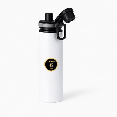 Hacebo® - 45 jaar waterfles met draaidop grijs - iemand die 45 jaar is geworden of 45 jaar lang een relatie hebben of getrouwd zijn - verjaardagscadeau - verjaardag - cadeau - kado - geschenk - gift - relatie - water fles - 850ML