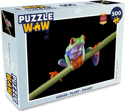 Puzzel Kikker - Plant - Zwart - Legpuzzel - Puzzel 500 stukjes
