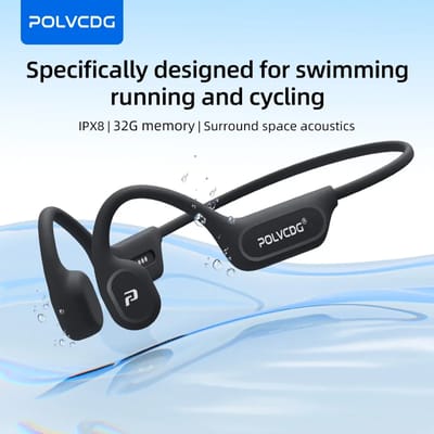 POLVCDG X9 Beengeleidingsoortelefoons 32G IPX8 Waterdicht Open ontwerp voor zwemmen Hardlopen Fietsen Hangende oortelefoons Black-32G