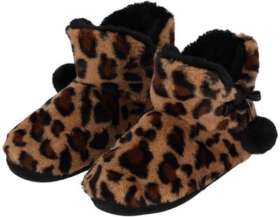 XQ dames homeboots - animal print - bruin/zwart - hoog - maat 37/38