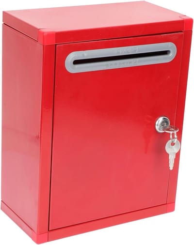 Afsluitbare Stembus - Roestvrijstalen Brievenbus - Ideeën Verzamelen - Met Slot - 27x27x27 cm - Rood