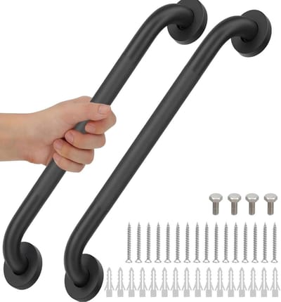 Wandbeugel RVS - Veiligheidsgreep Douche - Veiligheid in Huis - Antislip Gekarteld Oppervlak - 40 cm - Zwart