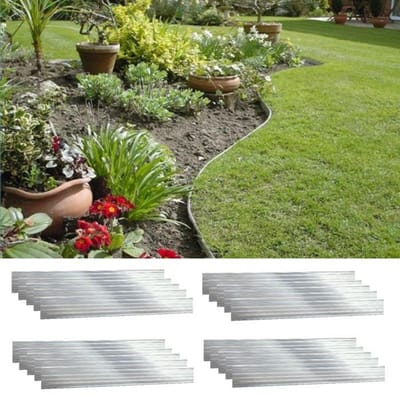 Bordure de Jardin Aluminium Green Universe - Délimitation Pelouse & Massifs, Durable et Flexible gris