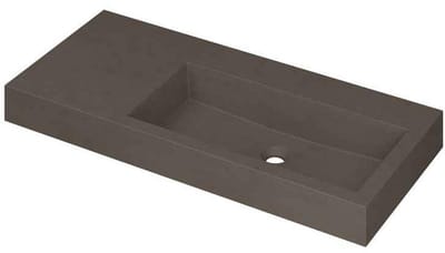 INK Momento Wastafel Quartz Wasbak Rechts Zonder Kraangat - 1000x450x90 mm - Quartz Beton