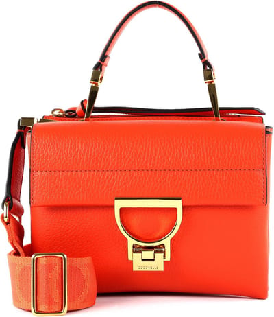 COCCINELLE Leren Schoudertas Handtas Arlettis Signature Handbag Grained Leather Gazpacho Oranje