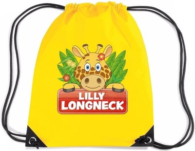 Giraffe Lilly Longneck rijgkoord rugtas / gymtas - geel - 11 liter - voor kinderen