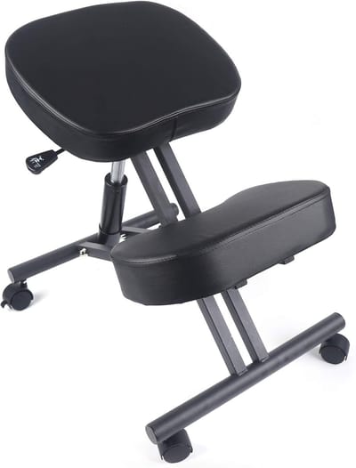 Ergonomische Kniekruk - Zadelkruk Zonder Rugleuning - Houding Corrigeren - Verstelbare Zithoogte - 70cm x 46cm - Zwart