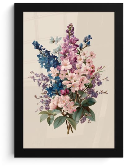 Poster in lijst - Fotolijst 20x30 cm - Posters - Boeket - Beige - Harmonieus - Subtiel - Posterlijst zwart - Decoratie - Wanddecoratie woonkamer - Muurdecoratie slaapkamer