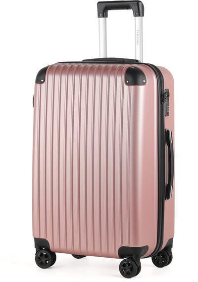 TAN.TOMI 24-inch Medium Reiskoffer – Cijferslot – 44x27x66cm – 65L – Lichtgewicht, Waterdicht & Duurzaam - Roségoud