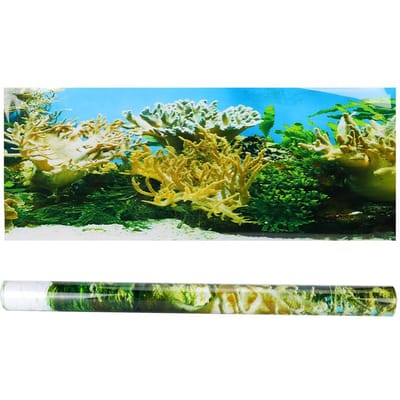 PVC Adhésif Plantes Aquatiques Motif Corail Affiche Fond Aquarium Autocollant Décoration Aquarium122x50cm blue