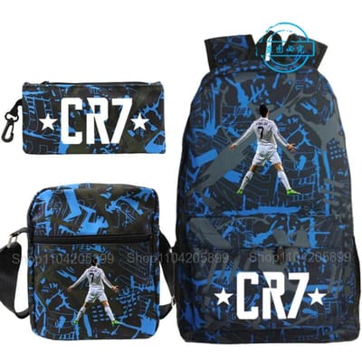 3 stuks CR7 Rugzakken Ronaldo Print Jongens Meisjes Schooltassen Student Tiener Mochila Laptop Reizen Rucksack Cadeau 16 inches