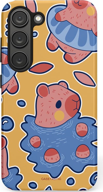 Casetastic Hoesje Geschikt voor Samsung S23 - Stijlvolle Beschermende Duo-layer Case - Capibara plons