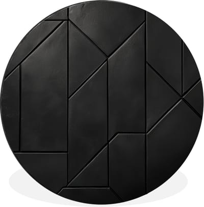 WallCircle - Wandcirkel - Muurcirkel - Zwart - Geometrisch - Tegeltjes - Aluminium - Dibond - 140x140 cm - Binnen en Buiten