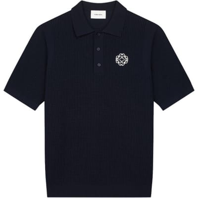 Pure Path Poloshirt Openwork Knitted Polo 26010811 57 Dark Navy Mannen Maat - M