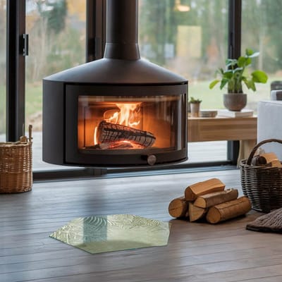 Coloray Vloerplaat Houtkachel - Vloerplaat Openhaard - 40 cm x 34 cm - Houtkachel Accessoires - Groente Vloerplaat Kachel - Verwarmingsaccessoires - Plaat voor Onder Houtkachel - Open Haard Accessoires - Vloerplaat Voor Kachel