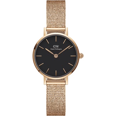 Daniel Wellington DW Watch Petite Pressed Melrose Black 24mm Rose Gold