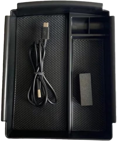 Console Armsteun Opbergdoos met Draadloze Oplader voor Tesla Model X/S Accessoires 2016-2020, Organizer voor Voorste Console, Duurzaam ABS Kunststof, Handig en Ruimtelijk