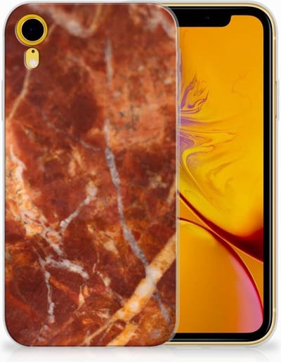 Apple iPhone Xr TPU Siliconen Hoesje Marmer Bruin